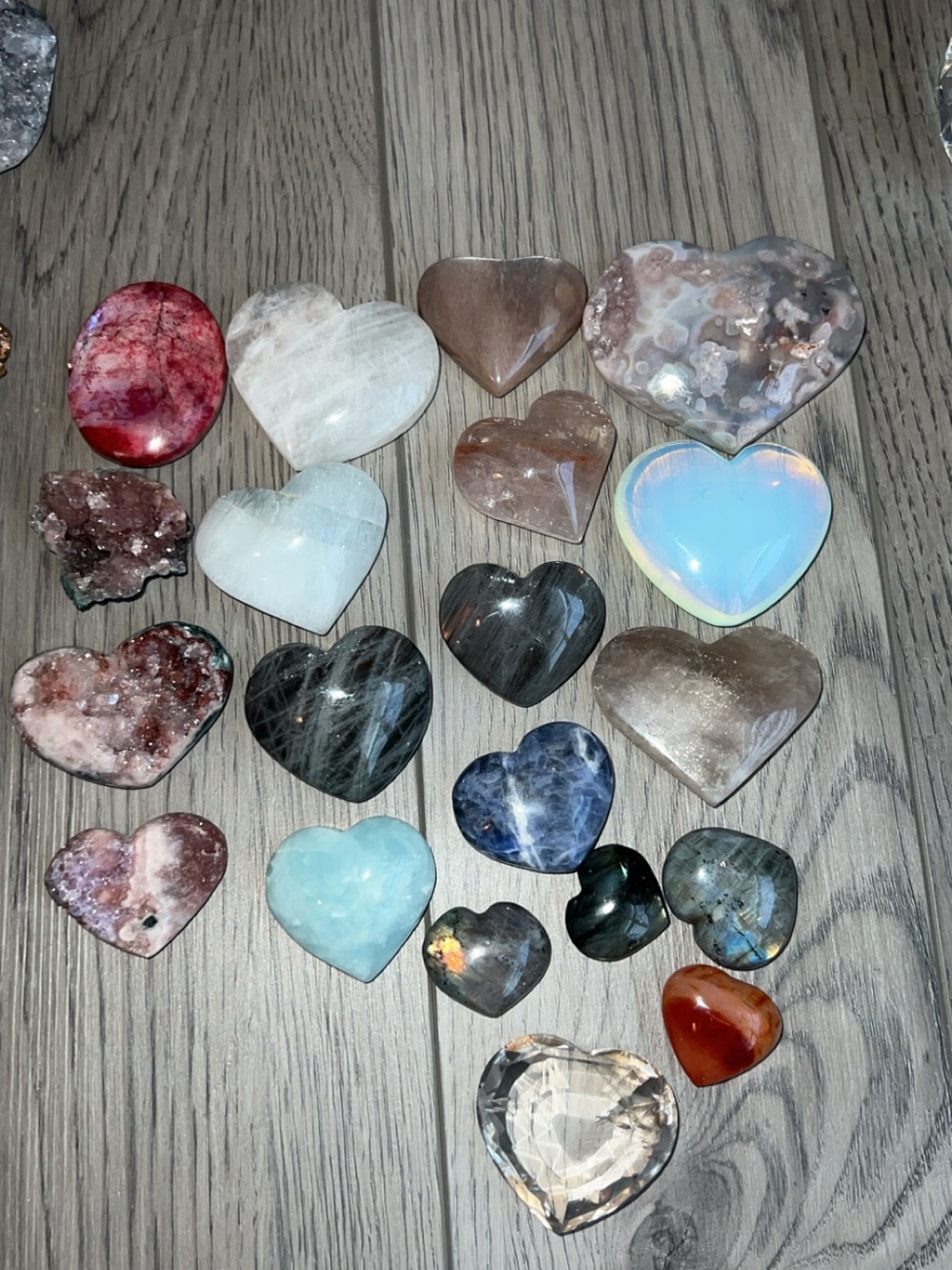 Polished Heart Crystal Collection - Multicolor Decorative Stones